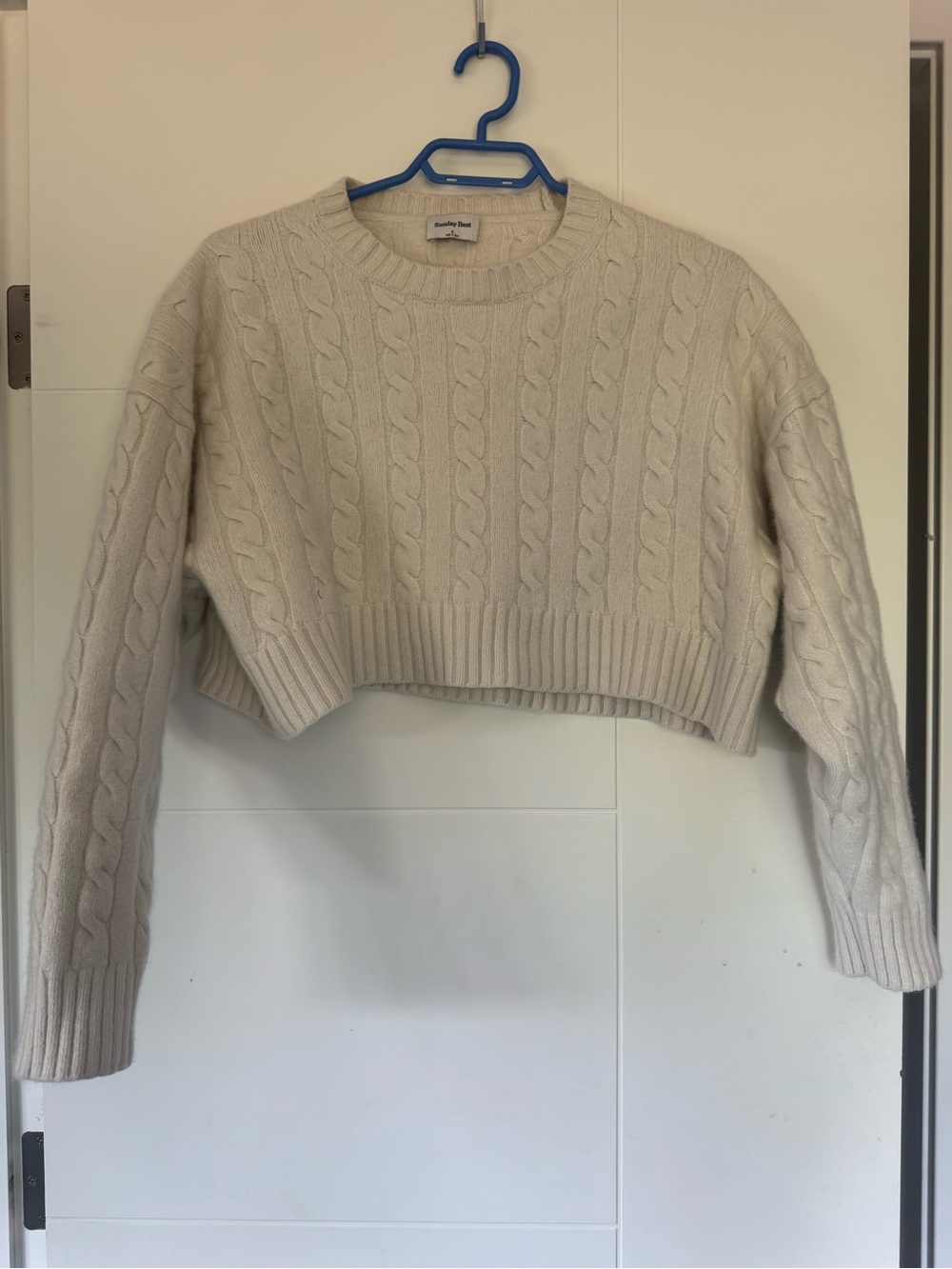Sunday Best Cropped Cable Crewneck Sweater - Cream